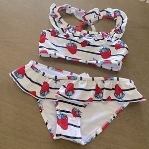 Girl Swimwear Snapper Rock Strawberry Ruffle New